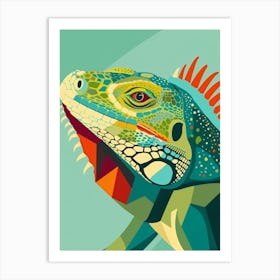 Turquoise Jamaican Iguana Abstract Modern Illustration 2 Art Print