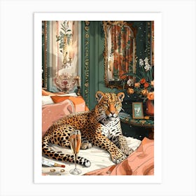 Leopard In Bedroom Art Print