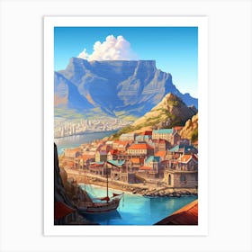 Table Mountain Cartoon 4 Art Print