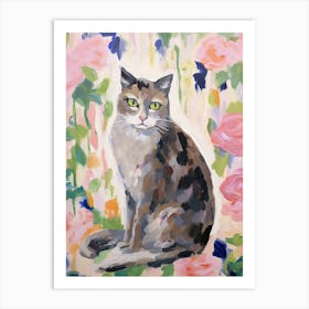 A Scottish Fold Blue Cat Painting, Impressionist Painting 2 Art Print