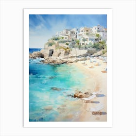 Coastal Oasis: Mediterranean Beach Wall Print Art Print