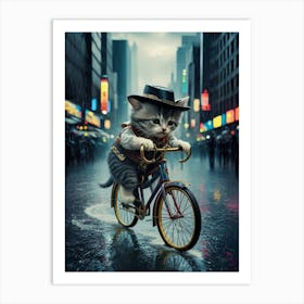 Cat On A Bike Art Print