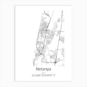 Netanya,Israel Minimalist Map Art Print