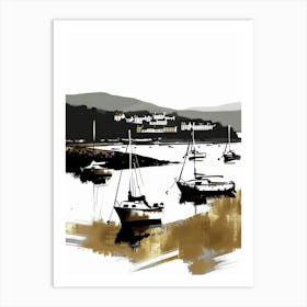 Sailboats In Harbour Art Print