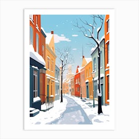 Retro Winter Illustration Bruges Belgium 1 Art Print