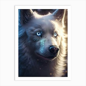 White Wolf With Blue Eyes 3 Art Print