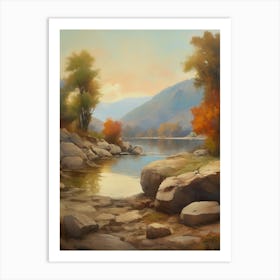 Forest Lake,Vintage Oil Painting,Farm Wall Decorations,Vintage Landscape,Vintage Landscape Oil Painting.15 1 Art Print