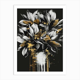 Gold And Black Flowers 2 Art Print