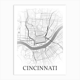 Cincinnati, Ohio, United States, City Map, Black And White Fade Design Affiche