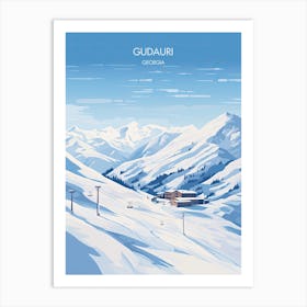 Poster Of Gudauri   Georgia, Ski Resort Illustration 1 Art Print