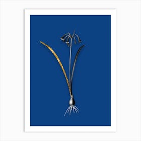 Vintage Brandlelie Black and White Gold Leaf Floral Art on Midnight Blue n.0177 Art Print