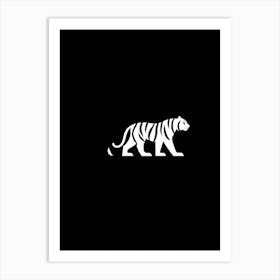 Royal Bengal Tiger Silhouette Minimalist Style Sharp Contrast Between Subject And Background Nega Art Print