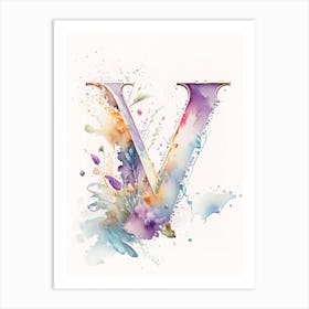 V, Letter, Alphabet Storybook Watercolour 2 Art Print