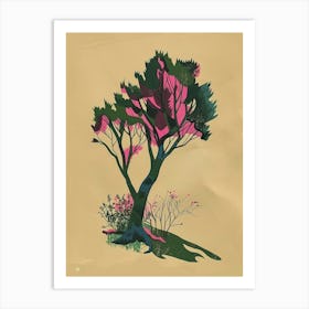 Sycamore Tree Colourful Illustration 4 Art Print