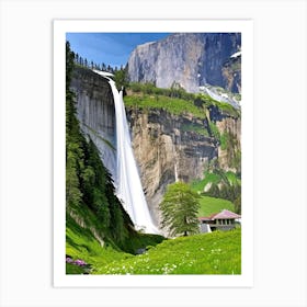 Lauterbrunnen Valley Waterfalls, Switzerland Majestic, Beautiful & Classic (3) Art Print