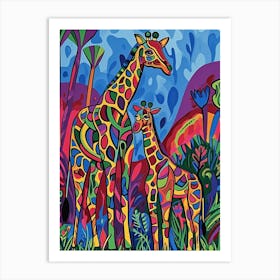 Geometric Giraffe Family 2 Art Print