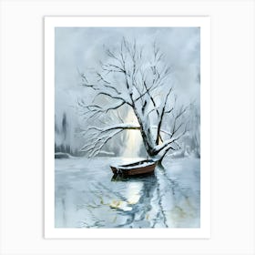 Boat In A Lake Art Print