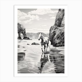 A Horse Oil Painting In Pfeiffer Beach California, Usa, Portrait 2 Art Print