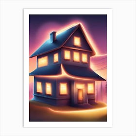 House At Night Art Print