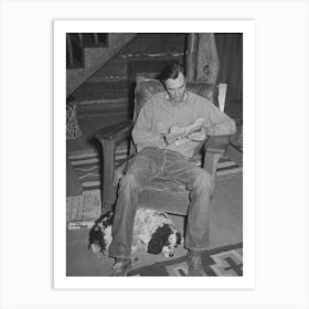 Manager Of The Navajo Lodge Working A Crossword Puzzle With His Dog At His Feet Datil, New Mexico By Russell Lee Art Print
