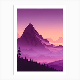 Misty Mountains Vertical Composition In Purple Tone 66 Art Print