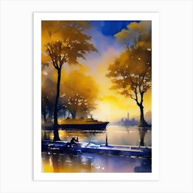 Sunset By The Canal Art Print