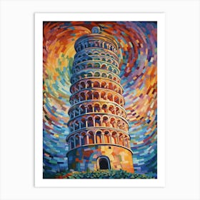 Tower Of Pisa Paul Signac Style 4 Art Print