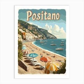 Aihrgdesign A Classic 1960s Travel Poster For Positano 3 Art Print