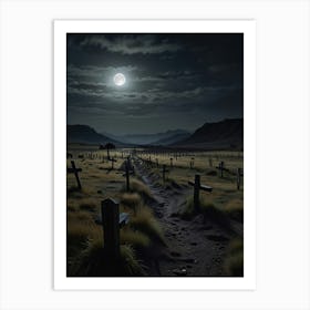 Graveyard At Night Art Print