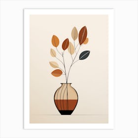 Abstract Vase With Leaves Art Print