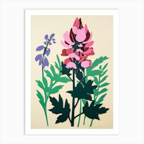 Cut Out Style Flower Art Aconitum 1 Art Print