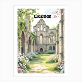 Leeds Travel Retro Vintage V 02 Art Print