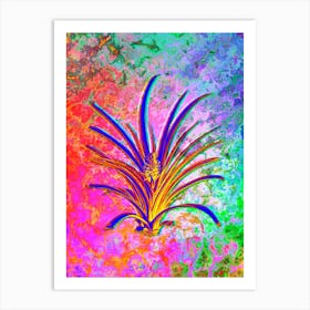 Pineapple Botanical in Acid Neon Pink Green and Blue Art Print