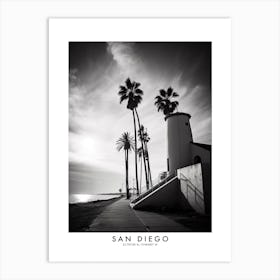 Poster Of San Diego, Black And White Analogue Photograph 1 Art Print