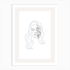 Face Of A Woman Monoline Asthetic Mnimalist Drawing Art Print