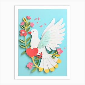 Dove With Flowers 6 Art Print