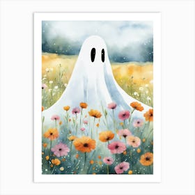 Sheet Ghost In A Field Of Flowers Painting (31) Art Print