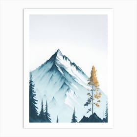 Mountain And Forest In Minimalist Watercolor Vertical Composition 37 Art Print