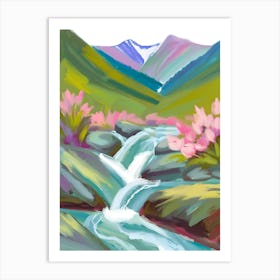 Waterfall In The Mountains 13 Art Print