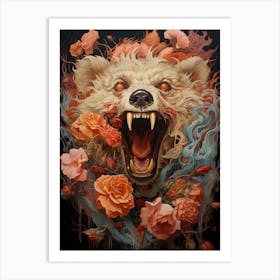 Bear With Flowers Art Print