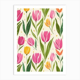 Tulips Seamless Pattern Art Print