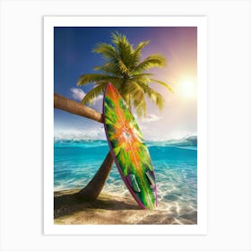 Surfboard On The Beach 1 Art Print