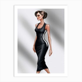 Woman In A Black Dress 2 Art Print