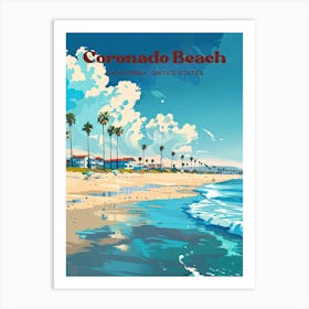 Coronado Beach California Vacation Travel Illustration Art Print