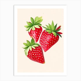 Bunch Of Strawberries, Fruit, Marker Art Illustration 4 Art Print