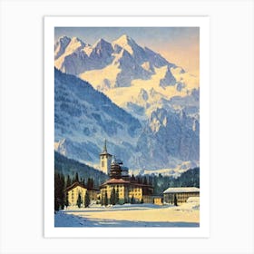 Cortina D'Ampezzo, Italy Ski Resort Vintage Landscape 2 Skiing Poster Art Print