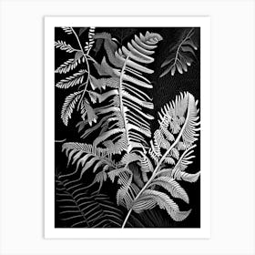 Forked Fern Linocut Art Print