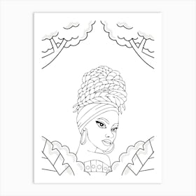 African Girl Hand Drawing Art Print