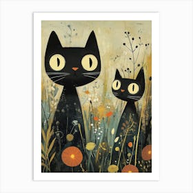 Cats In The Meadow 1 Art Print