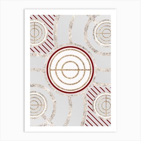 Geometric Abstract Glyph in Festive Gold Silver and Red n.0029 Art Print
